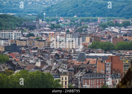 Die Stadt Liège aus der Sicht der Montagne de Bueren in Liège. Stockfoto