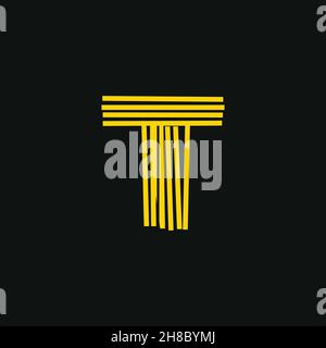 T-Logo, Initialschrift handschriftlich oder handschriftlich zur Identifikation. Handgezeichnetes Logo mit Kalligraphie-Schriftzug und handgezeichneter Vektorgrafik. Stock Vektor