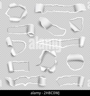 Papier wird gezerreißt. Papplöcher auf vintage altes Papier transparent zerklüftete Schablone anständige Vektor realistische Illustrationen Stock Vektor