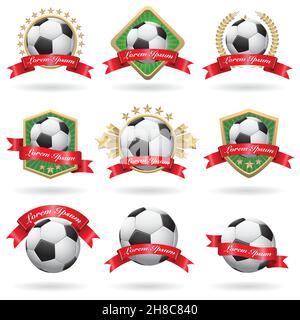 Set von Fußball-Labels und Emblemen Stock Vektor