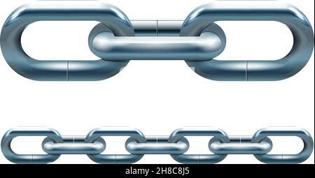 Metall Silber Kettenglieder Vektor-Illustration isoliert Stock Vektor