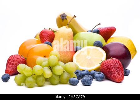 Bunte Mischung aus vielen verschiedenen Obstsorten Stockfoto