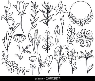 Blume Doodle Set Vektor-Illustration Stock Vektor