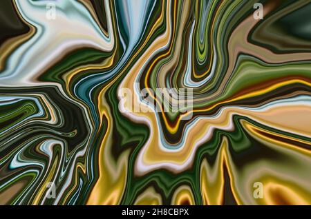 Psychedelische bunte Flüssigkeit Marmor Flüssigkeit abstrakte Kunst Hintergrund Design. Trendy farbenfroher Marmorstil. Ideal für Web, Werbung, Drucke, Tapeten. Stockfoto