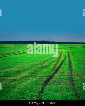 Landschaft in der Nähe des Dorfes Gewissenruh, Wesertal, Weser-Hochland, Weserbergland, Hessen, Deutschland, digital verändert Stockfoto