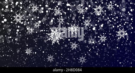 Schnee fällt. Schnee. Effekt fallender Schnee. Realistischer Hintergrund mit Schnee-Overlay. Stock Vektor