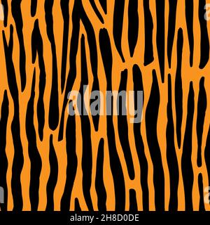 Tiger Fell wiederholende Textur, Tierhaut Streifen, Tiger Streifen Fliesen Muster, nahtlose Vektor-Muster Stock Vektor