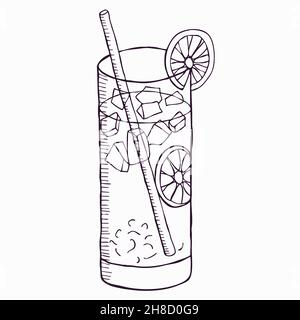 Erfrischender Orangencocktail auf weißem Hintergrund isoliert. Vektorgrafik für Aktien Stock Vektor