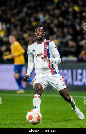 Broendby, Dänemark. 25th, November 2021. Tino Kadewere (11) aus Lyon während des UEFA Europa League-Spiels zwischen Broendby IF und Lyon im Broendby-Stadion in Broendby. (Foto: Gonzales Photo - Robert Hendel). Stockfoto