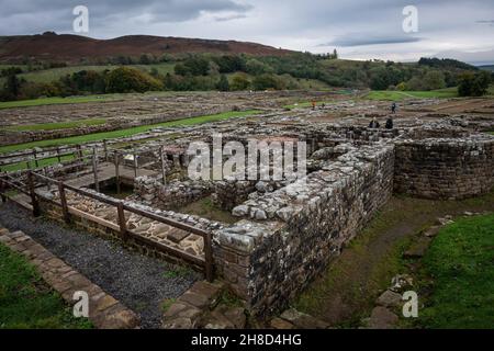 Vindolanda Römisches Fort und Dorf in der Nähe der Hadrianmauer, Northumberland, Großbritannien Stockfoto