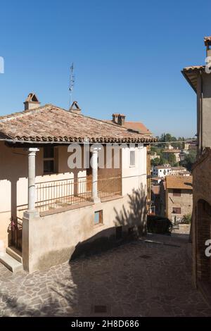 Dorf, Via Torre Campanaria Straße, Papiano, Marcciano, Umbrien, Italien, Europa Stockfoto