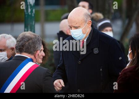 Alain Juppe bei der Einweihung des Jacques Chirac Kais am 29. November 2021 in Paris, Frankreich. Foto von Nasser Berzane/ABACAPRESS.COM Stockfoto