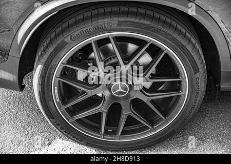 Mercedes Autorad Nahaufnahme. Stockfoto