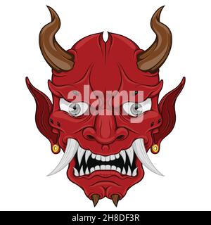 Hannya Maske Vektor-Design, Japanischer Dämon Oni Stock Vektor