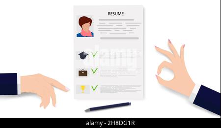 Vektor-Zeichnung, Lebenslauf, Rekrutierung, Konzept der Interview-Job Stock Vektor