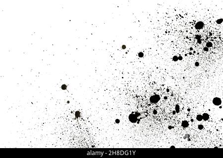 Tintenspritzer-Muster, Schwarzer Aquarell-Splatter-Hintergrund. Stockfoto