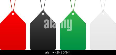 Vektor-Set von Verkaufsschildern, in den Farben Rot, Schwarz, Grün und Weiß, Auf Hintergrund isoliert. Stock Vektor