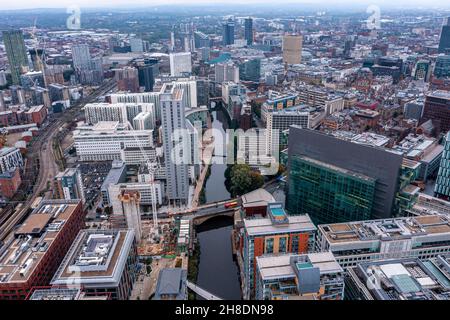 Luftaufnahme der Stadt Manchester in Großbritannien Stockfoto