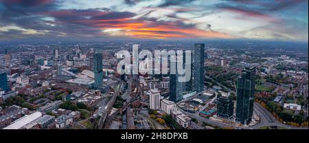 Luftaufnahme der Stadt Manchester in Großbritannien Stockfoto