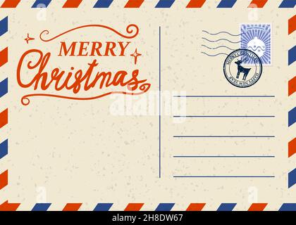 Weihnachten und glückliches neues Jahr Gruß Urlaub Postkarte Vorlage, alte Weihnachten vintage Hintergrund. Vektor-Illustration Einladungskarte retro Stock Vektor