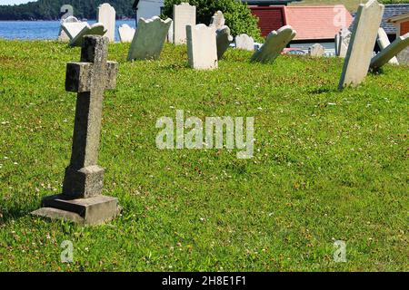 Alter Friedhof in St. Paul's Anglican Church, Trinity, Neufundland. Stockfoto