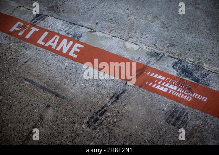 Pitlane während des Vorsaison-Tests der FIA Formel-E-Weltmeisterschaft 2021-22 auf dem Circuit Ricardo Tormo vom 28. November bis 2. Dezember 2021 in Valencia, Spanien - Foto: Germain Hazard/DPPI/LiveMedia Stockfoto