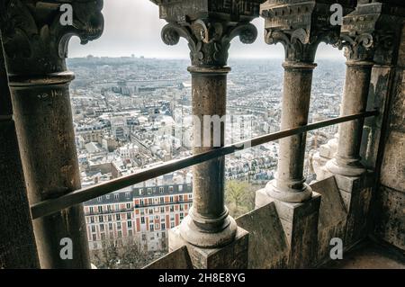 Panorama von der Basilika des Heiligen Herzens von Paris in Montmartre, 18th, Frankreich Stockfoto