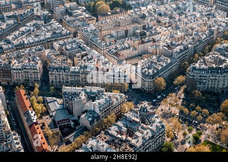 Pariser Dächer vom Eiffelturm, Frankreich Stockfoto