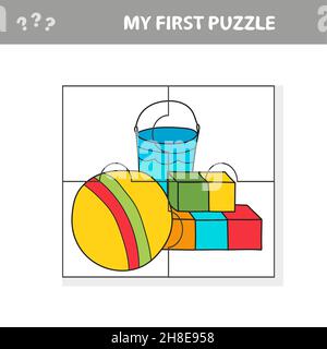 Kindergarten kindliche Spielzeug, Vektor. Puzzle für Kinder. Mein erstes Rätsel Stock Vektor