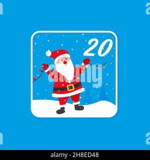 Adventskalender. Weihnachtsfeiertagskarten für den Countdown EPS 10. Dezember 20 Stock Vektor