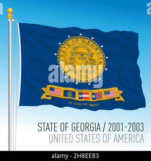 Historische Flagge des Bundesstaates Georgia, 2001-2003, Vereinigte Staaten von Amerika, Vektorgrafik Stock Vektor