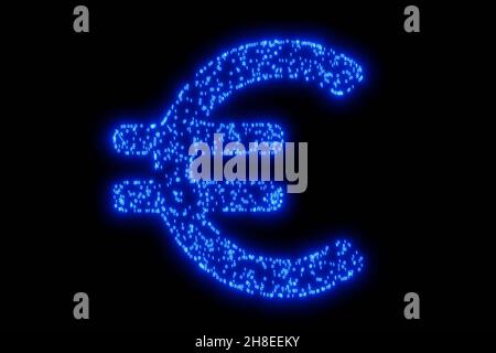 Euro-Form aus Einsen und Nullen. Konzeptuelle Illustration des elektronischen Geldes. Digitale Währung Stockfoto