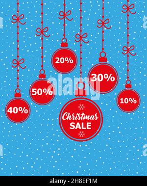 Weihnachtskugeln im Sonderangebot. Vektor-Tag für Sonderangebot. Vorlage für die Weihnachtskarte für das neue Jahr. Poster-Design für den Markt anzeigen. EPS 10 Stock Vektor