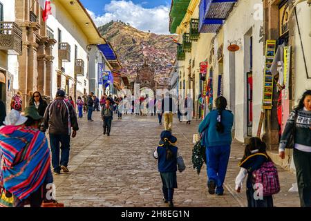 Calle Marquez, in der Nähe der Plaza de Armas Stockfoto