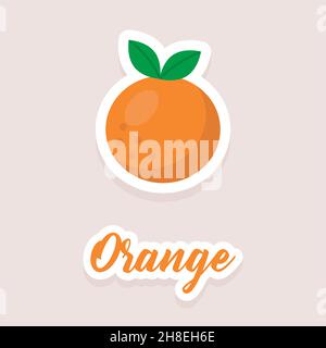 Niedliche Vektor-Aufkleber Obst orange Symbole. Flacher Style. EPS 10 Stock Vektor