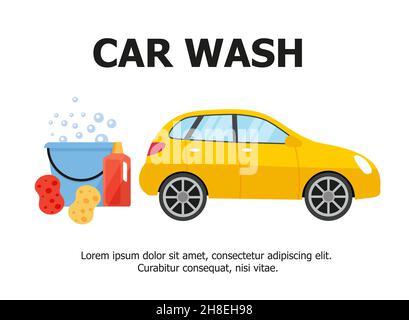 Autowaschservice. Web-Illustrationen im flachen Stil. Eps 10 Stock Vektor