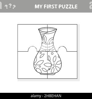 Formen der Vase - Puzzleteile. Puzzle-Spiel für Kinder. Meine erste Puzzle- und Malseite Stock Vektor