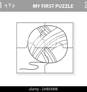 Puzzle mit Garn. Visuelle pädagogische Puzzle für Kinder. Meine erste Puzzle- und Malseite Stock Vektor