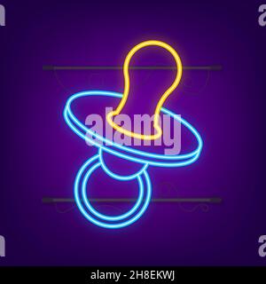 Blauer Nippel auf weißem Hintergrund. Schnuller, Baby s Dummy. Vektorgrafik Stock Vektor