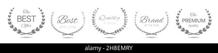 Bestes Angebot grauer Lorbeerkranz-Labelset Stock Vektor