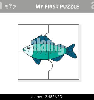 Rufffisch. Puzzle. Vektorgrafik für Kinder. Mein erstes Rätsel Stock Vektor