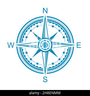 Kompasssymbol auf weißem Hintergrund isoliert. Reisesymbol Stock Vektor