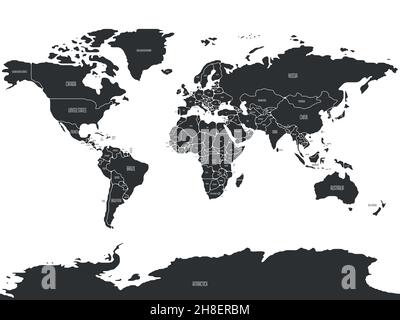 Vereinfachte Weltkarte mit glatten Grenzen Stock Vektor