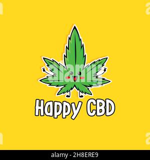 Nette lustige glücklich CBD.Cannabis Marihuana Blatt Charakter Cartoon Stock Vektor