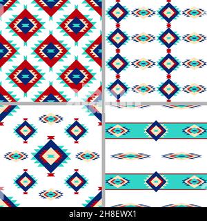 Vektor Illustration Kollektion von Santa Fe Stil geometrische nahtlose Muster Stock Vektor
