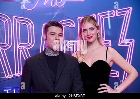 29. November 2021, Madrid, Spanien: CHIARA FERRAGNI und FEDEZ (Federico Leonardo Lucia) nehmen an '˜The Ferragnez' Amazon Original Premiere im Yelmo Luxury Palafox Teil. (Bild: © Jack Abuin/ZUMA Press Wire) Stockfoto