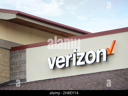 Verizon Wireless Front Eingang Außenschild Stockfoto