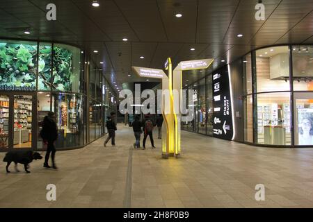 Milao, Italien. 29th. November 2021. (INT) die Verwendung von Outdoor-Masken wird von der Bevölkerung in Mailand respektiert. 29. November 2021, Mailand, Italien: Wenig Bewegung im Citylife Shopping aufgrund intensiver Kälte in der Stadt Mailand, Italien, wo die Verwendung von Masken im Freien aufgrund der neuen Variante des Coronavirus wieder obligatorisch ist, am Montag (29). Nach Angaben des Bürgermeisters von Mailand, Beppe Sala, hatte seine Verordnung, die über das Wochenende in Kraft trat und die Verpflichtung vorsieht, eine Maske im Freien auf den Straßen der Innenstadt zu tragen, ein Bildungswochenende. Laut Polizeibeamten ist die überwiegende Mehrheit der Menschen das auch Stockfoto