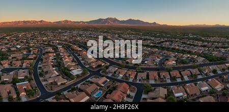 Quail Creek Wohnviertel in Sahuarita, Luftaufnahme Stockfoto