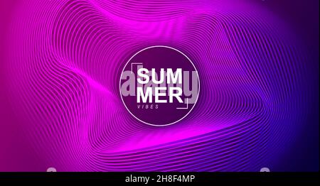 Leuchtende dynamische lineare Wellen. Wellenfluid formt den Hintergrund. Moderner Hintergrund für Musik, Spiele, Multimedia. Stock Vektor